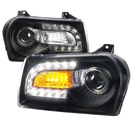 Spec-D Tuning 05-10 Chrysler 300 Projector Headlight Black Housing LHP-30005JM-V2-TM